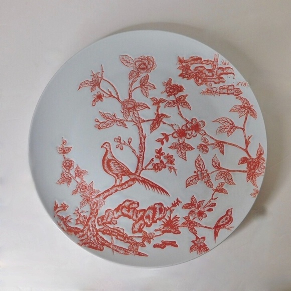 ANTHROPOLOGIE Red White Chinoiserie Serving Platter Dinnerware Porcelain Plate - Picture 3 of 7